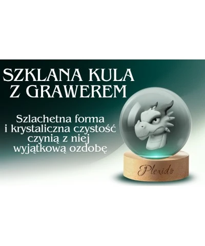Szklana kula 3D z gotowym wzorem smoka