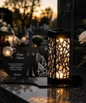 Znicz solarny Krzyż z dwoma sercami — GI-O7