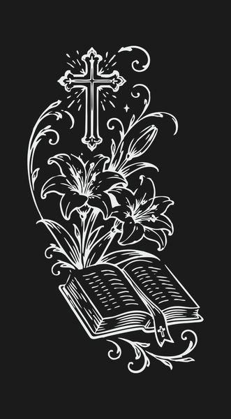 Biblia kwiaty i krzyż