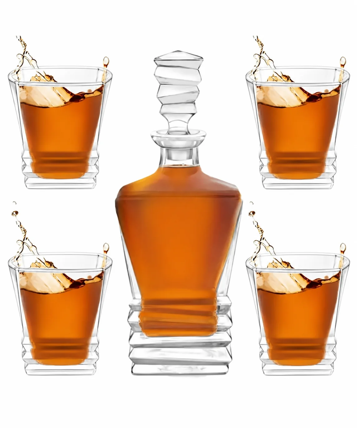 Podgląd produktu Zestaw do Whisky Karafka + Szklanki z Grawerem na Prezent Geometric