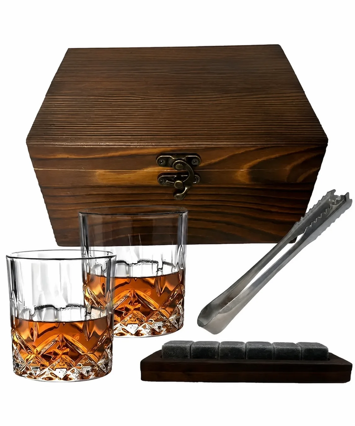 Podgląd produktu Gravierte Holzbox mit Whiskygläsern als Geschenk